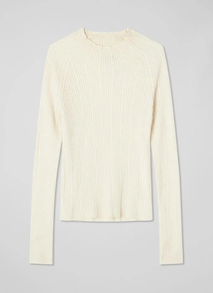 LKBennett Knitwear Women West Coconut Milk Cable Stitch Sweater LKBennett Knitwear Women West Coconut Milk Cable Stitch Sweater