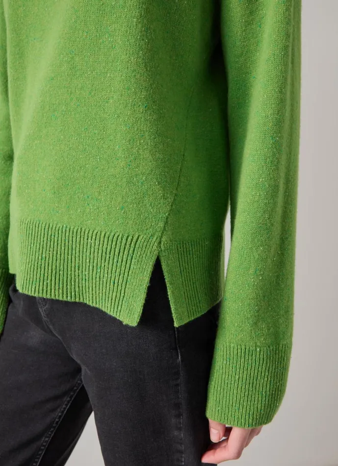 LKBennett Knitwear Women Zoe Bright Green Split Detail Boxy Knit Jumper LKBennett Knitwear Women Zoe Bright Green Split Detail Boxy Knit Jumper