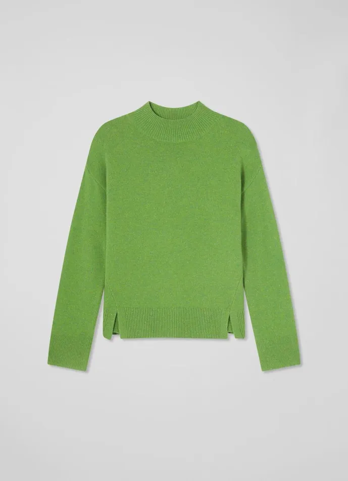 LKBennett Knitwear Women Zoe Bright Green Split Detail Boxy Knit Jumper LKBennett Knitwear Women Zoe Bright Green Split Detail Boxy Knit Jumper