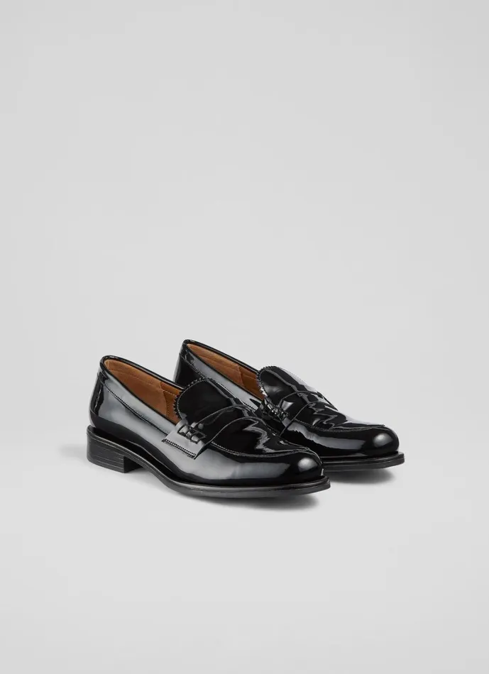 LKBennett Loafers Women Arissa Black Penny Slot Tuxe Loafer LKBennett Loafers Women Arissa Black Penny Slot Tuxe Loafer