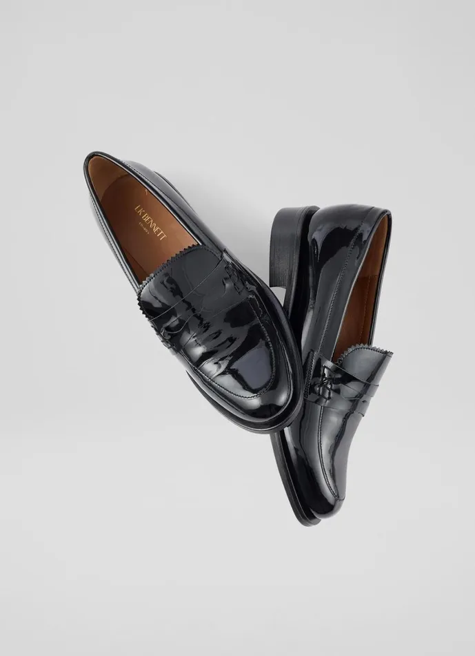 LKBennett Loafers Women Arissa Black Penny Slot Tuxe Loafer LKBennett Loafers Women Arissa Black Penny Slot Tuxe Loafer