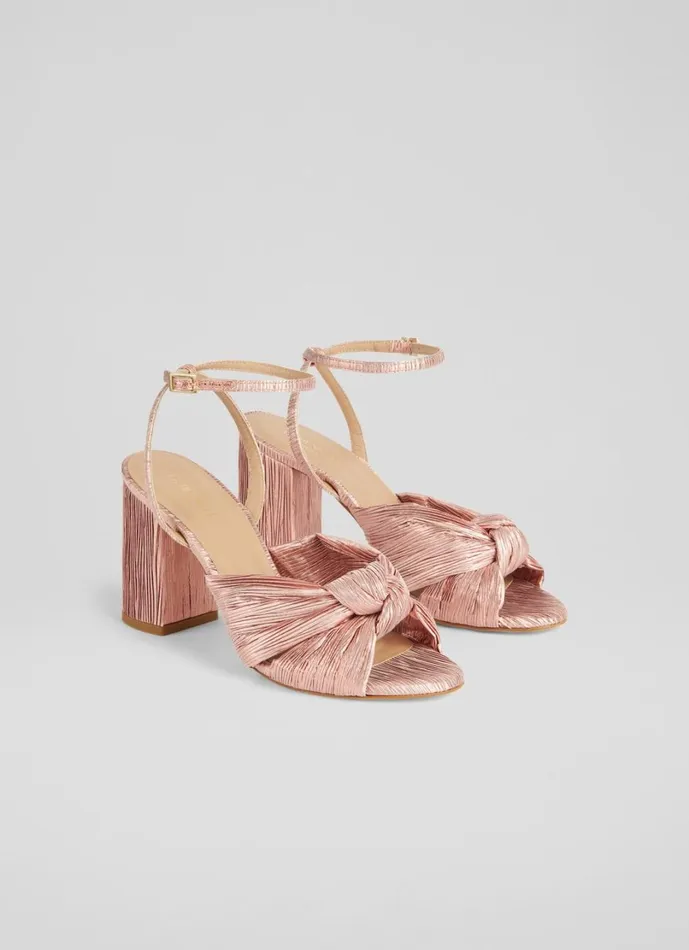 LKBennett Sandals Women Eliana Pink Crinkle Satin Sandals LKBennett Sandals Women Eliana Pink Crinkle Satin Sandals
