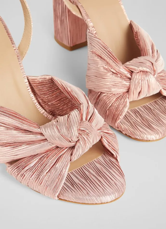 LKBennett Sandals Women Eliana Pink Crinkle Satin Sandals LKBennett Sandals Women Eliana Pink Crinkle Satin Sandals