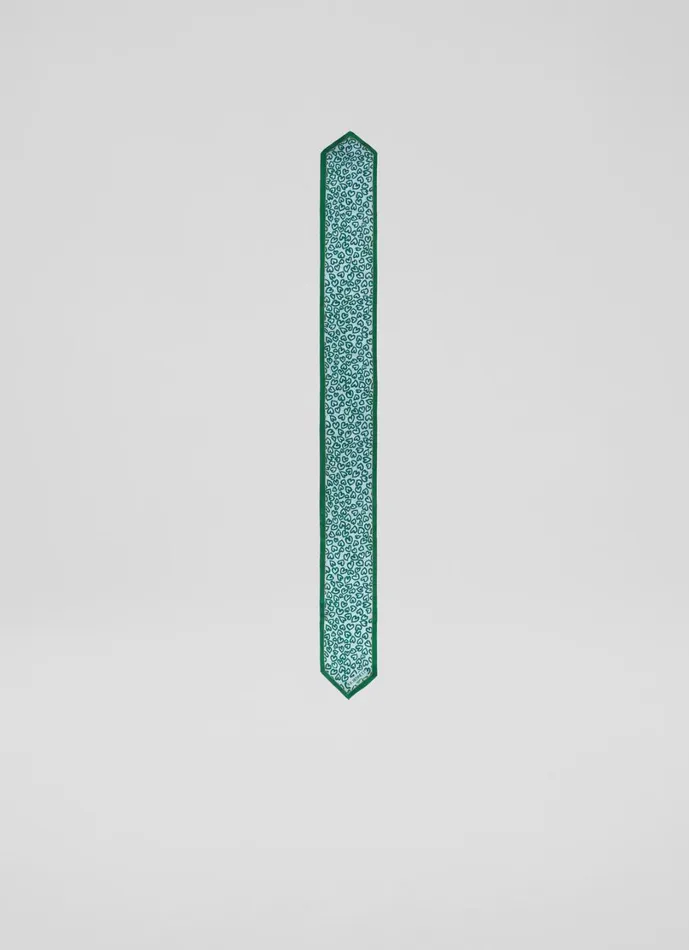 LKBennett Scarves and Wraps Women Edeline Green And Blue Heart Print Silk Skinny Scarf LKBennett Scarves and Wraps Women Edeline Green And Blue Heart Print Silk Skinny Scarf