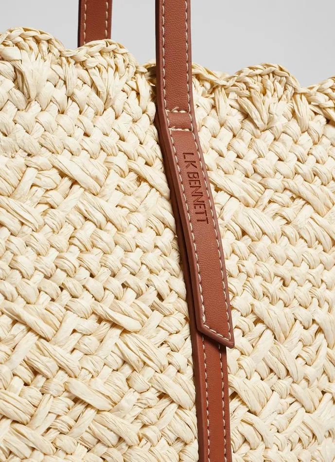 LKBennett Tote Bags Women Didi Natural Raffia Scallop Edge Basket Bag LKBennett Tote Bags Women Didi Natural Raffia Scallop Edge Basket Bag