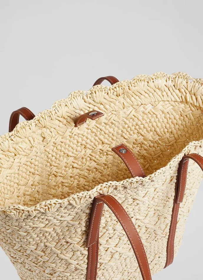 LKBennett Tote Bags Women Didi Natural Raffia Scallop Edge Basket Bag LKBennett Tote Bags Women Didi Natural Raffia Scallop Edge Basket Bag