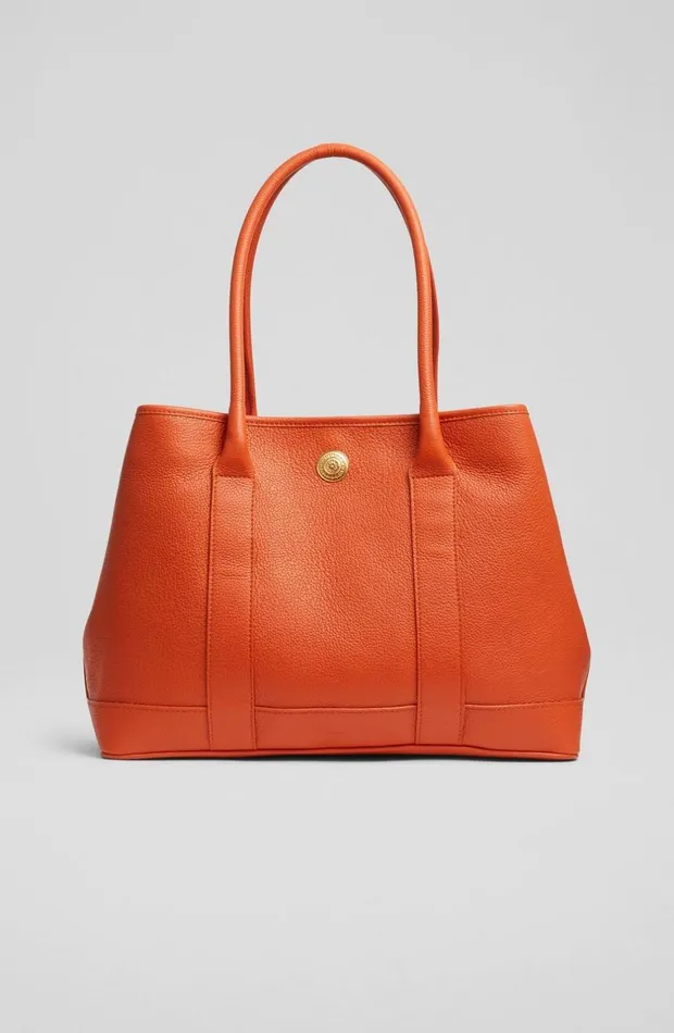 LKBennett Tote Bags Women Laurie Orange Grainy Leather Tote Bag