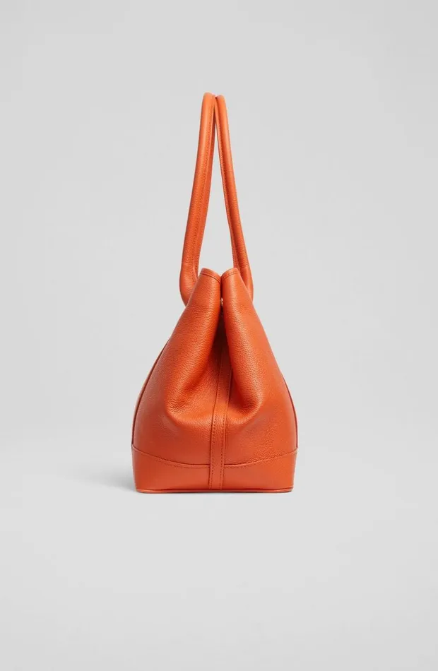 LKBennett Tote Bags Women Laurie Orange Grainy Leather Tote Bag LKBennett Tote Bags Women Laurie Orange Grainy Leather Tote Bag