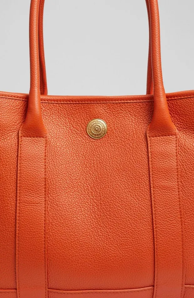 LKBennett Tote Bags Women Laurie Orange Grainy Leather Tote Bag LKBennett Tote Bags Women Laurie Orange Grainy Leather Tote Bag