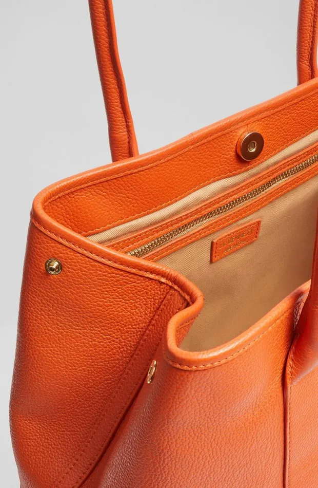 LKBennett Tote Bags Women Laurie Orange Grainy Leather Tote Bag LKBennett Tote Bags Women Laurie Orange Grainy Leather Tote Bag