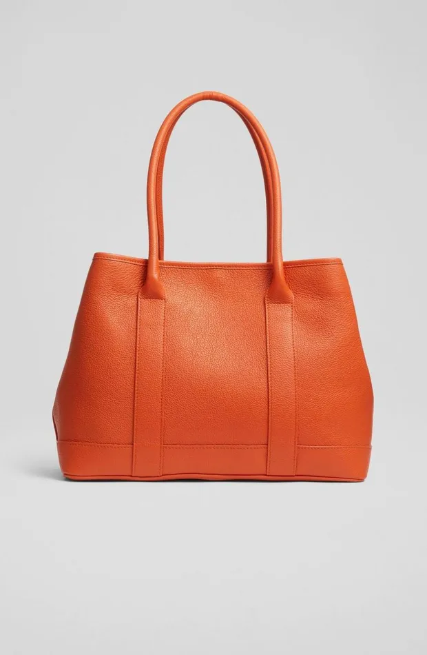 LKBennett Tote Bags Women Laurie Orange Grainy Leather Tote Bag LKBennett Tote Bags Women Laurie Orange Grainy Leather Tote Bag