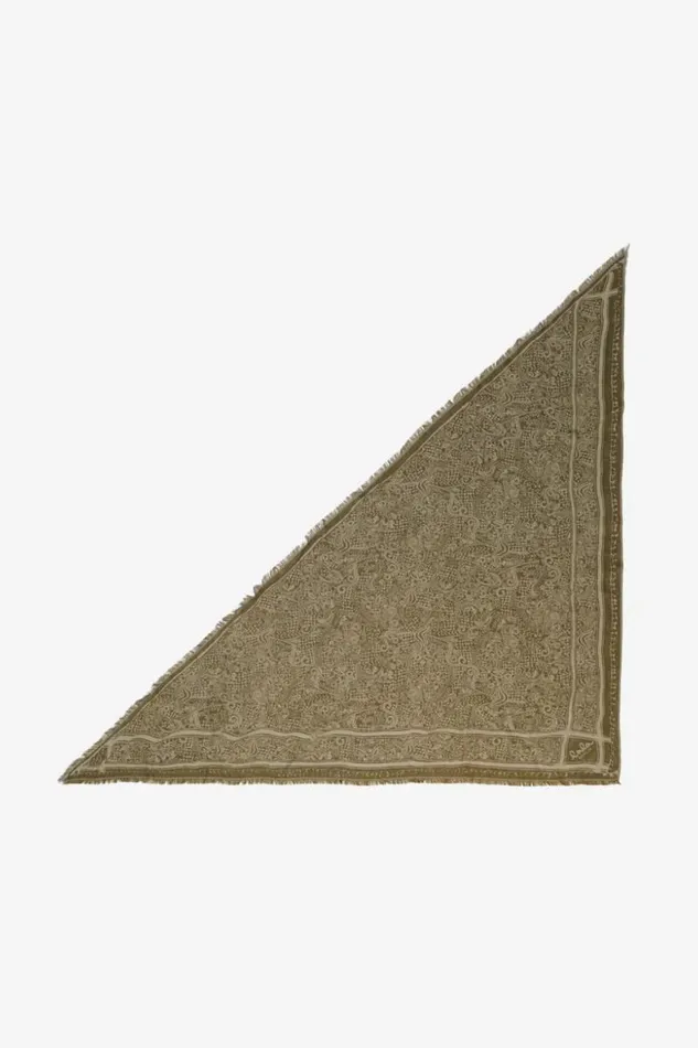 Lala Berlin Scarves and Triangles Triangle Amalin Viscose Mix Maze Garden Olive 8211 Women