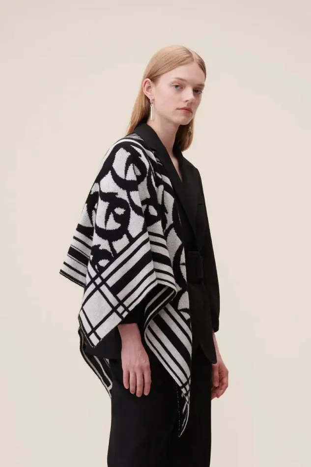 Lala Berlin Scarves and Triangles Triangle Monogram Goober Cashmere Black 8211 Women