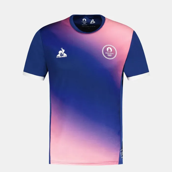 Le Coq Sportif Paris 2024 TShirt Blue Depthspink Carnation Men Tshirts And Tops Le Coq Sportif Paris 2024 TShirt Blue Depthspink Carnation Men Tshirts And Tops