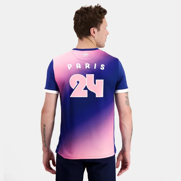 Le Coq Sportif Paris 2024 TShirt Blue Depthspink Carnation Men Tshirts And Tops Le Coq Sportif Paris 2024 TShirt Blue Depthspink Carnation Men Tshirts And Tops