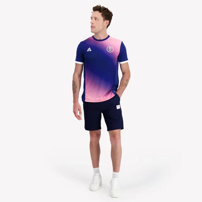 Le Coq Sportif Paris 2024 TShirt Blue Depthspink Carnation Men Tshirts And Tops Le Coq Sportif Paris 2024 TShirt Blue Depthspink Carnation Men Tshirts And Tops