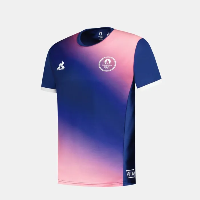Le Coq Sportif Paris 2024 TShirt Blue Depthspink Carnation Men Tshirts And Tops Le Coq Sportif Paris 2024 TShirt Blue Depthspink Carnation Men Tshirts And Tops