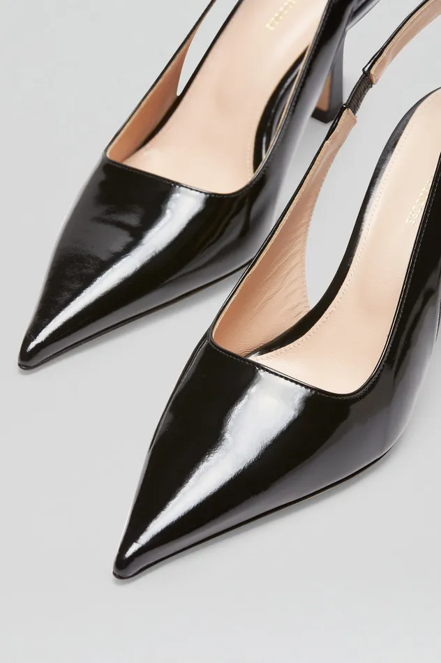 Leather Scanlan Theodore Women POLISHED SLINGBACK 75 BLACK