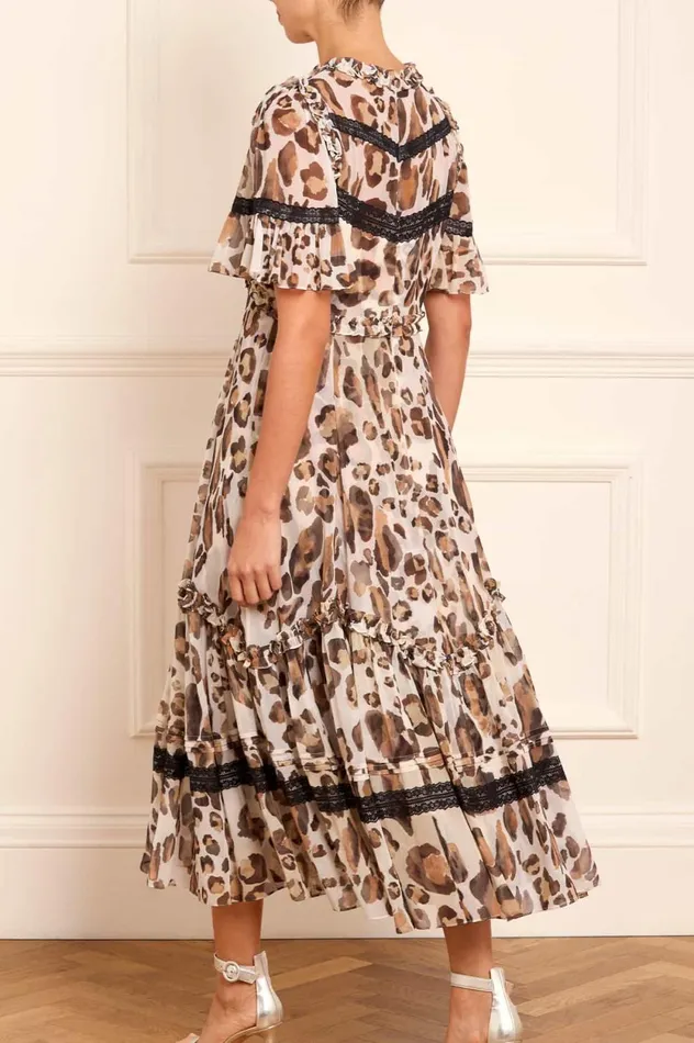 Leopard Sonata Georgette Ballerina Dress Multi Women Needle and Thread Dresses