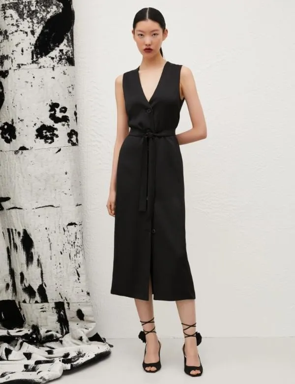 Marella Dresses Women Long Belted Dress Black