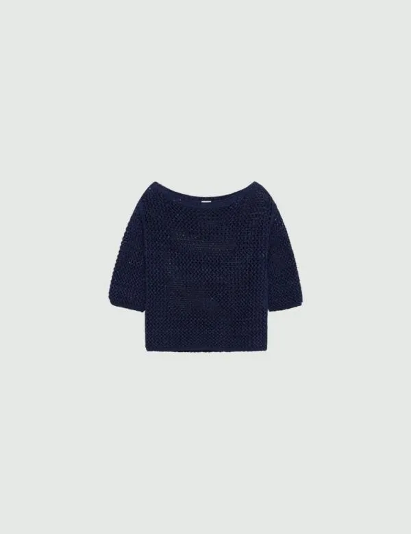 Marella Knitwear Women Cropped Sweater Midnightblue