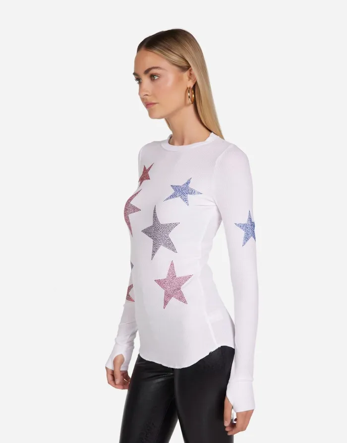 McKinley Color Crystal Multi Stars White Women039s Lauren Moshi Long Sleeve