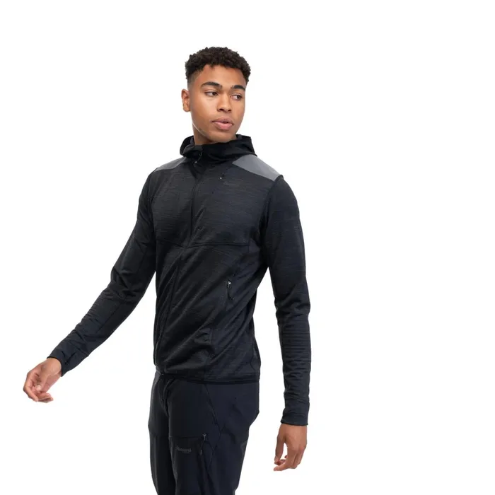 Men Bergans Of Norway Fleece Rabot Active Mid Hood Jacket Black