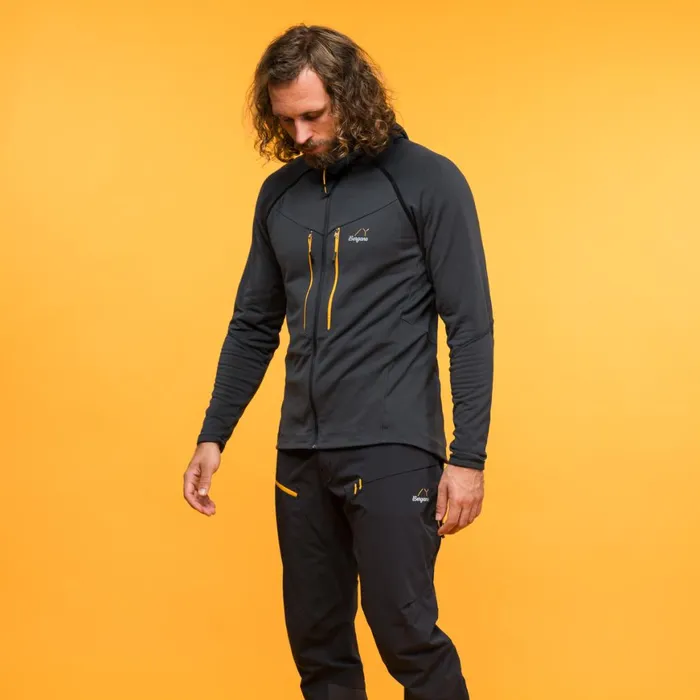 Men Bergans Of Norway Wool Y Mountainline Wooltech Midlayer Jacket Dark Shadow Grey