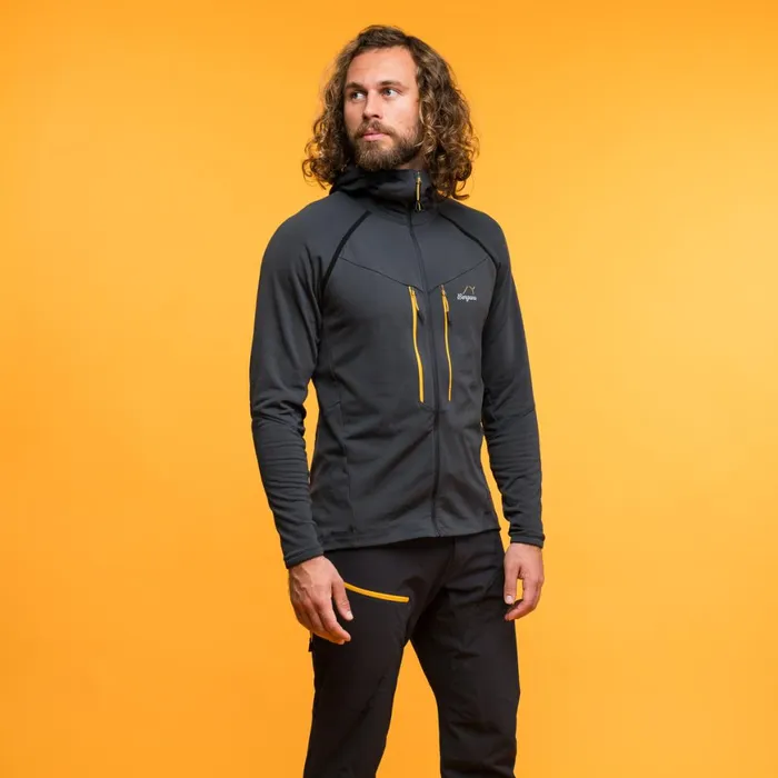 Men Bergans Of Norway Wool Y Mountainline Wooltech Midlayer Jacket Dark Shadow Grey