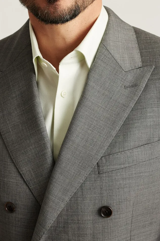Men Bonobos Blazers and Sport Coats Jetsetter Italian Wool Double Breasted Blazer Grey Sharkskin
