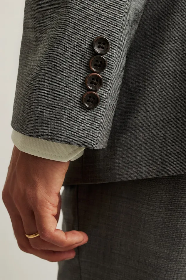 Men Bonobos Blazers and Sport Coats Jetsetter Italian Wool Double Breasted Blazer Grey Sharkskin