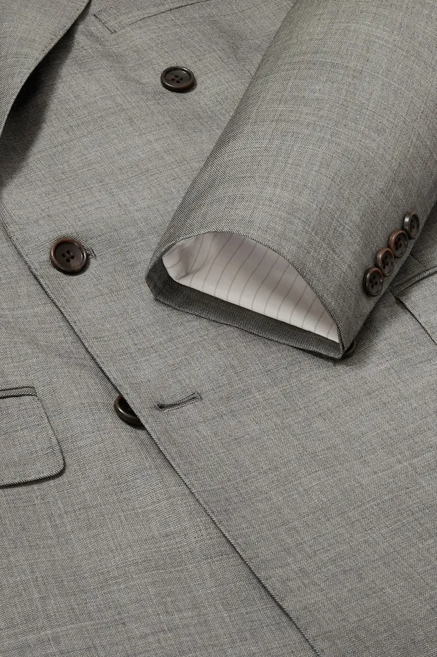 Men Bonobos Blazers and Sport Coats Jetsetter Italian Wool Double Breasted Blazer Grey Sharkskin