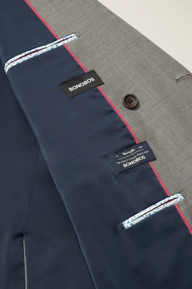 Men Bonobos Blazers and Sport Coats Jetsetter Italian Wool Double Breasted Blazer Grey Sharkskin