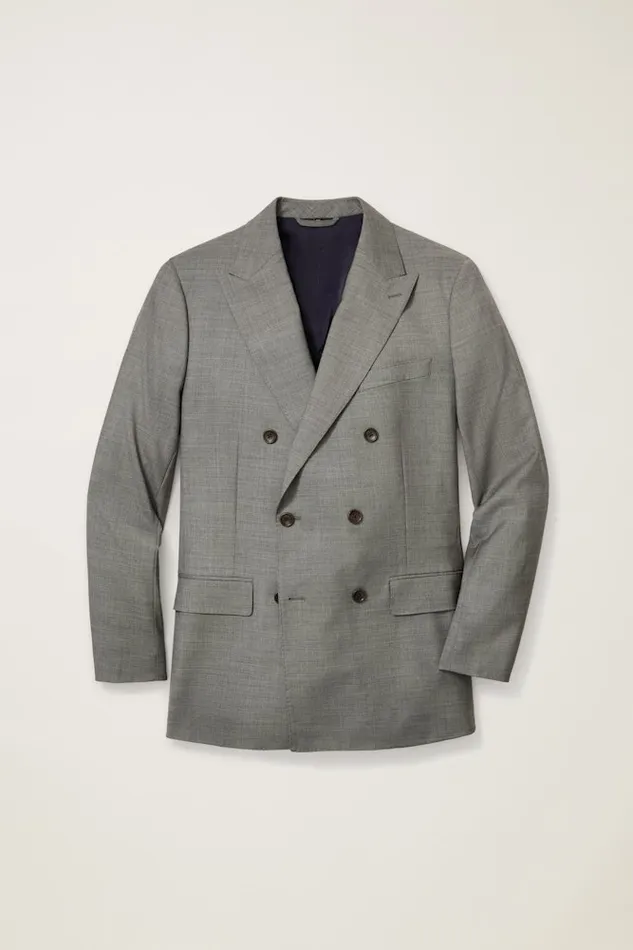Men Bonobos Blazers and Sport Coats Jetsetter Italian Wool Double Breasted Blazer Grey Sharkskin