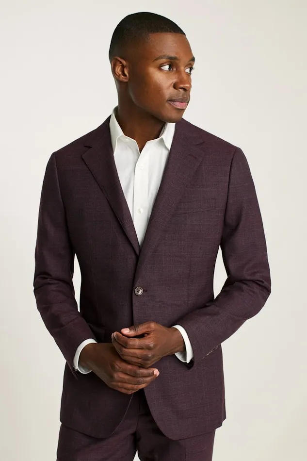 Men Bonobos Blazers and Sport Coats Jetsetter Stretch Wool Suit Jacket Burgundy Check Men Bonobos Blazers and Sport Coats Jetsetter Stretch Wool Suit Jacket Burgundy Check