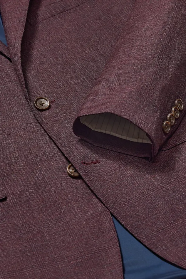 Men Bonobos Blazers and Sport Coats Jetsetter Stretch Wool Suit Jacket Burgundy Check Men Bonobos Blazers and Sport Coats Jetsetter Stretch Wool Suit Jacket Burgundy Check