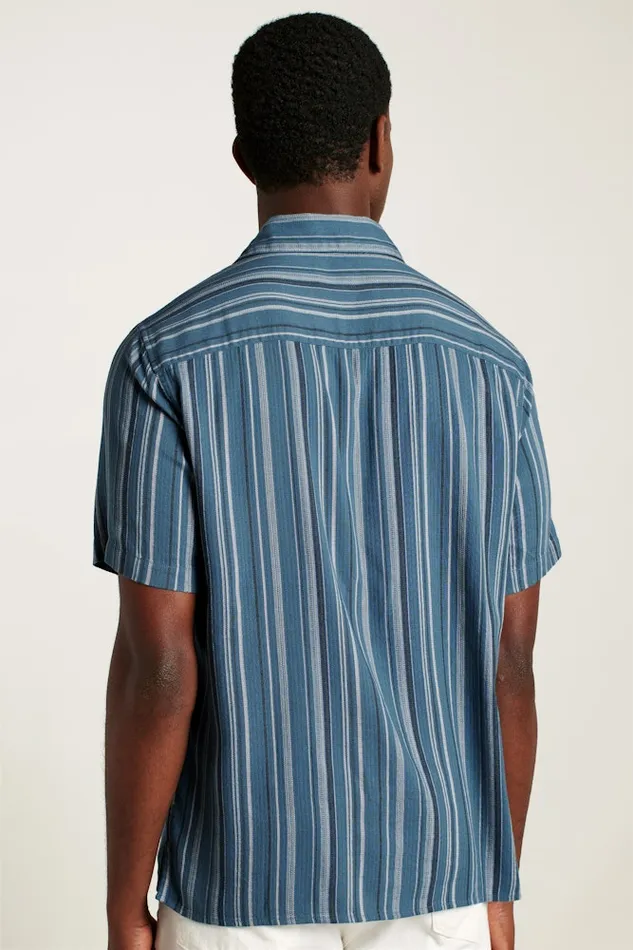 Men Bonobos Short Sleeve Shirts Limited Edition Riviera Cabana Shirt Blue Orion Stripe Men Bonobos Short Sleeve Shirts Limited Edition Riviera Cabana Shirt Blue Orion Stripe