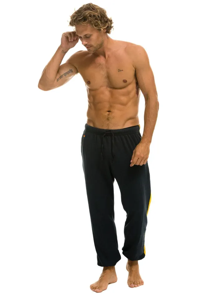 Men Bottoms Aviator Nation 5 STRIPE SWEATPANTS 8211 CHARCOAL Men Bottoms Aviator Nation 5 STRIPE SWEATPANTS 8211 CHARCOAL