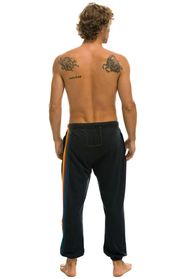 Men Bottoms Aviator Nation 5 STRIPE SWEATPANTS 8211 CHARCOAL Men Bottoms Aviator Nation 5 STRIPE SWEATPANTS 8211 CHARCOAL