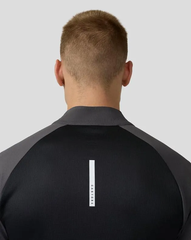 Men Castore Tops Flow Long Sleeve Breathable Quarter Zip Top 8211 Gunmetal Black