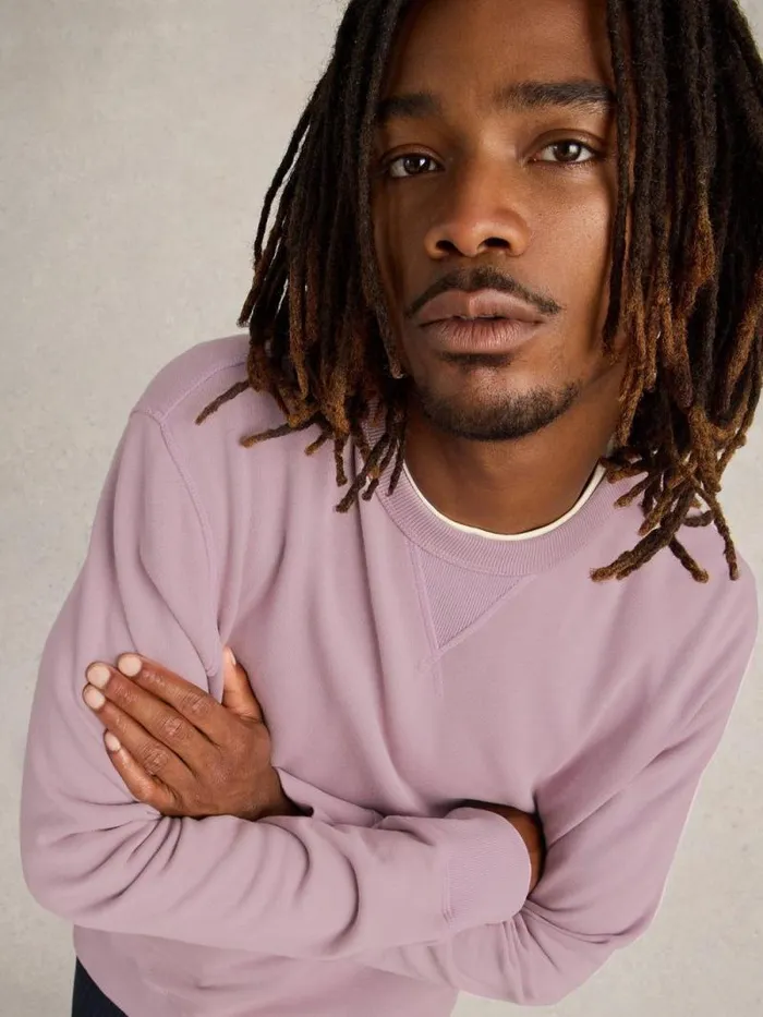 Men Crew Neck Sweat Mid Pink White Stuff Knitwear Men Crew Neck Sweat Mid Pink White Stuff Knitwear