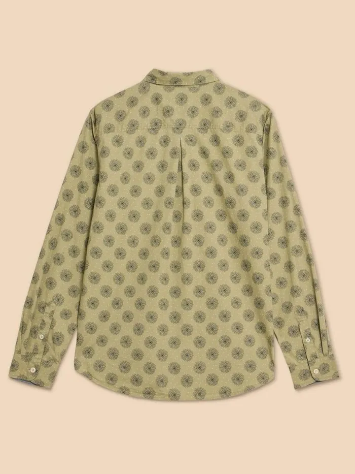 Men Daisy Floral Printed Shirt Green Print White Stuff Shirts Men Daisy Floral Printed Shirt Green Print White Stuff Shirts