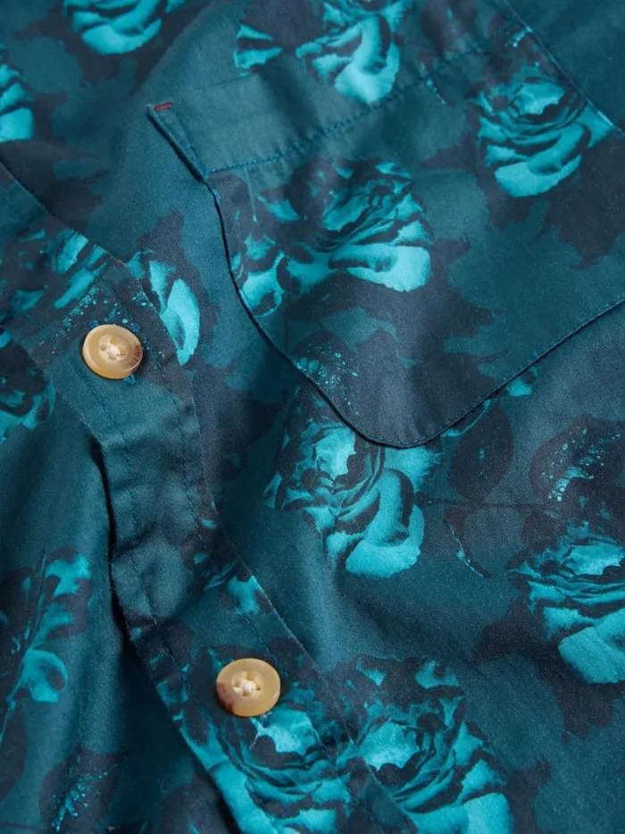 Men Dark Floral Printed Shirt Blue Print White Stuff Shirts Men Dark Floral Printed Shirt Blue Print White Stuff Shirts