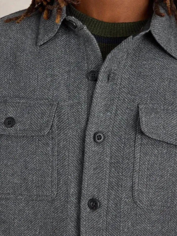 Men Darwen Herringbone Overshirt Grey Multi White Stuff Shirts Men Darwen Herringbone Overshirt Grey Multi White Stuff Shirts