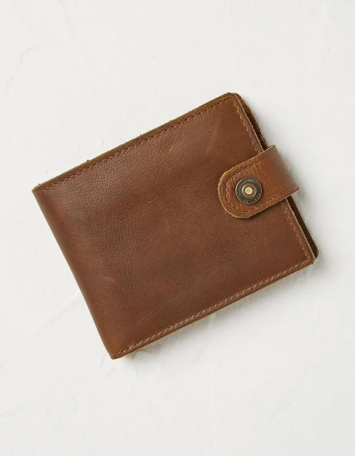 Men FatFace Bags and Wallets Multi Compartment Leather Wallet Tan