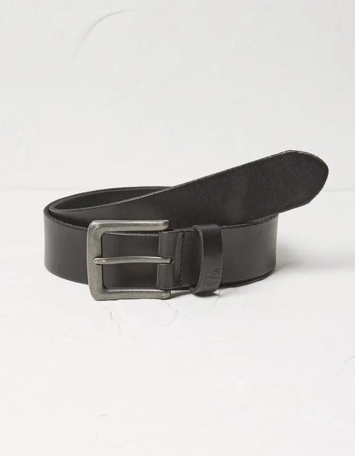 Men FatFace Belts Italian Leather Belt Black