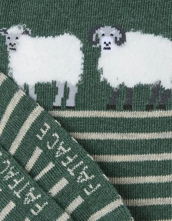 Men FatFace Buy 2 Get 1 Free Socks 1 Pack Sheep Socks Dark Green Marl