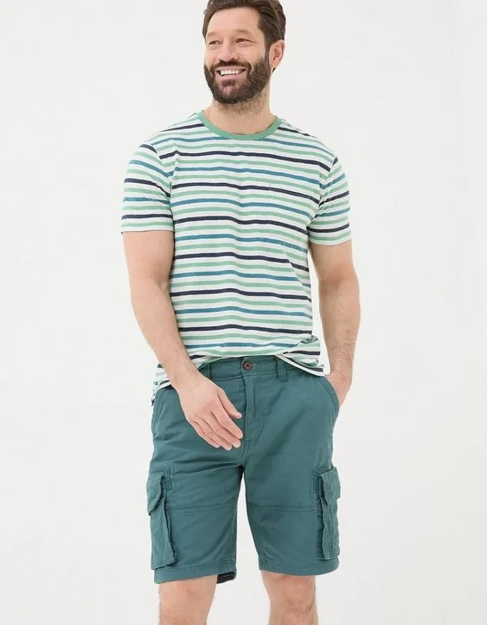 Men FatFace Shorts Breakyard Organic Cotton Cargo Shorts Dark Teal Green