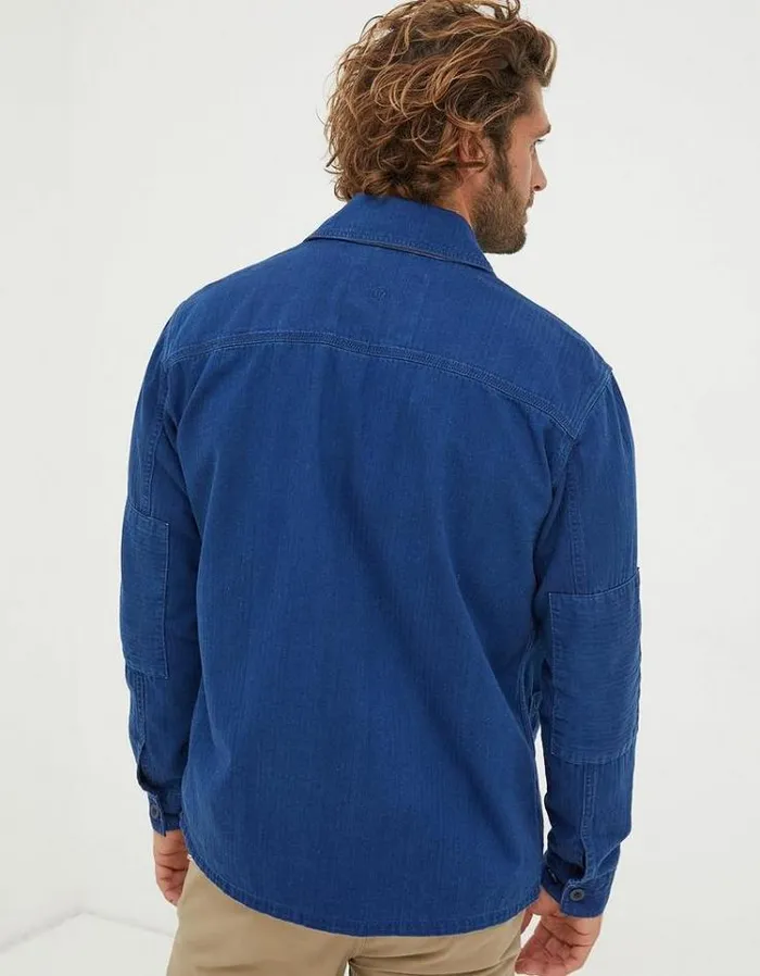Men FatFace Tall Collection Worker Jacket Indigo Blue