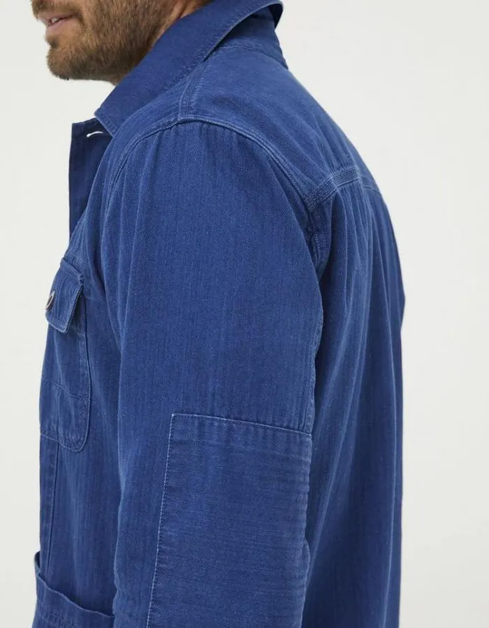 Men FatFace Tall Collection Worker Jacket Indigo Blue